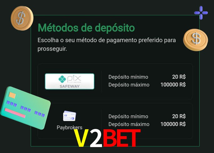 O cassino V2Bet oferece uma grande variedade de métodos de pagamento